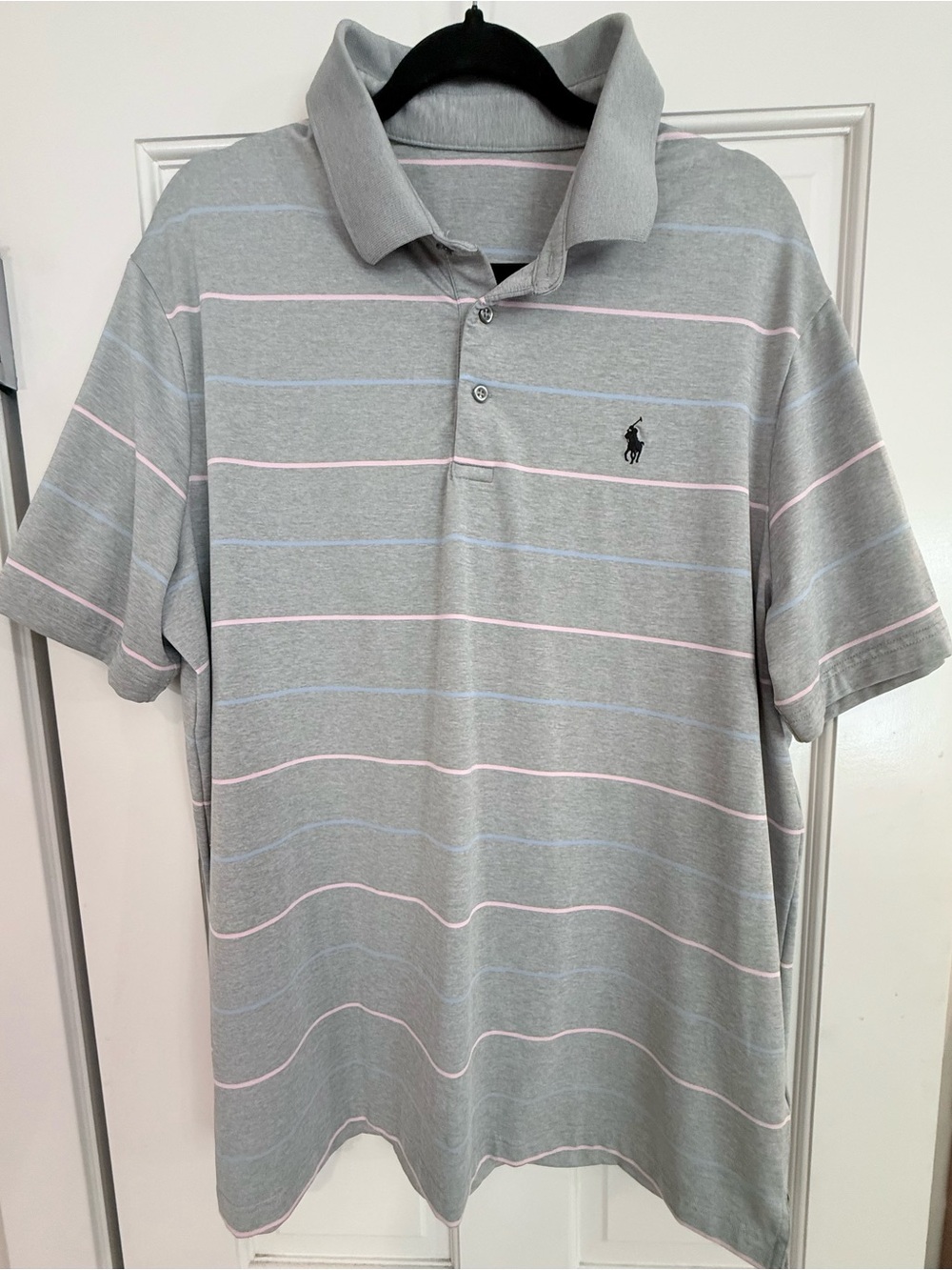 Polo by Ralph Lauren Gray Polo with Pink & Light Blue Stripes